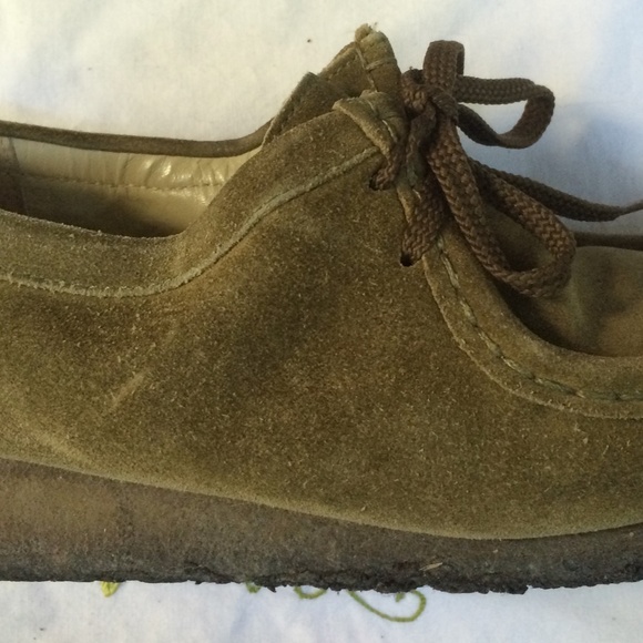 Clarks Swamp Green Low Cut Wallabees Crepe Sole 78102 Shoes Womens 8 EUC Desert - Picture 6 of 11